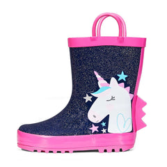 White Unicorn Star Glitter Rubber Rain Boots - MYSOFT
