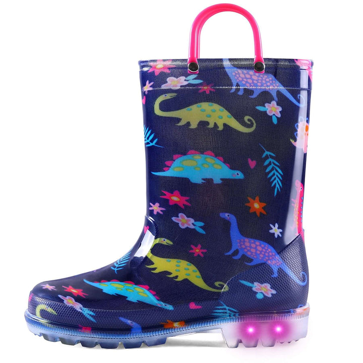 Colorful Dinosaur Handle Luminous Rain Boots - MYSOFT
