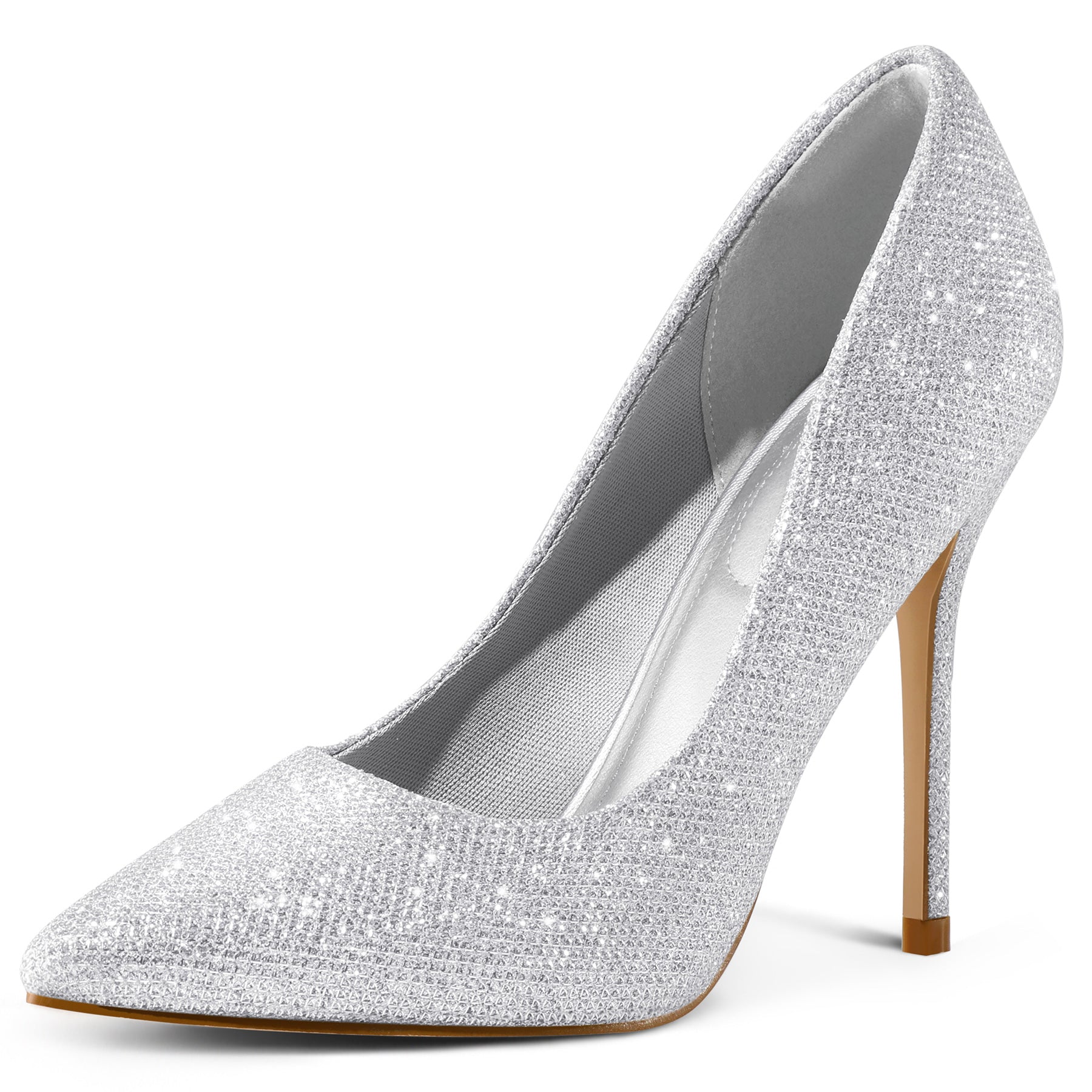 Glitter 4 Inch Pointed Toe Heel Dress Wedding Shoes - MYSOFT