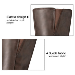 Elasticated Suede And Leather Knee-High Boots - MYSOFT