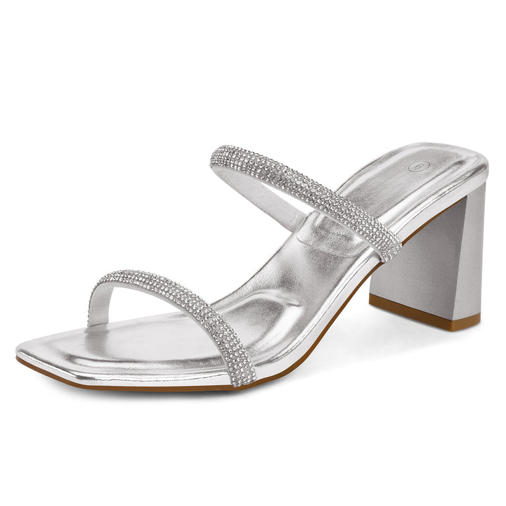 Square Open Toe Two-strap High Heel Sandals - MYSOFT