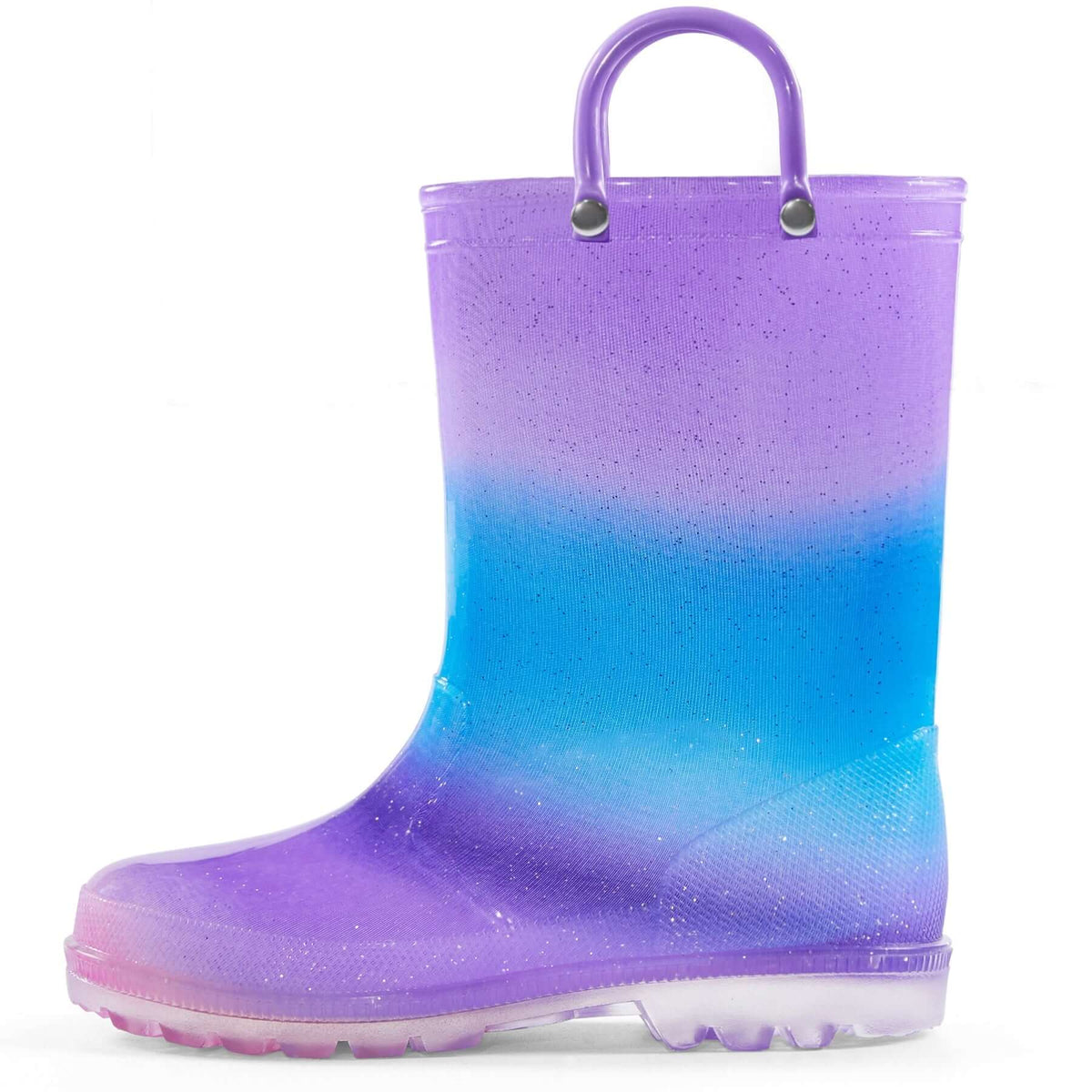 Blue Purple Gradient Glitter Lighted Rain Boots - MYSOFT