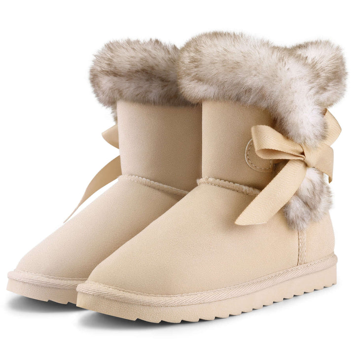 Bow Tie Warm Fur Lined Snow Boots - MYSOFT