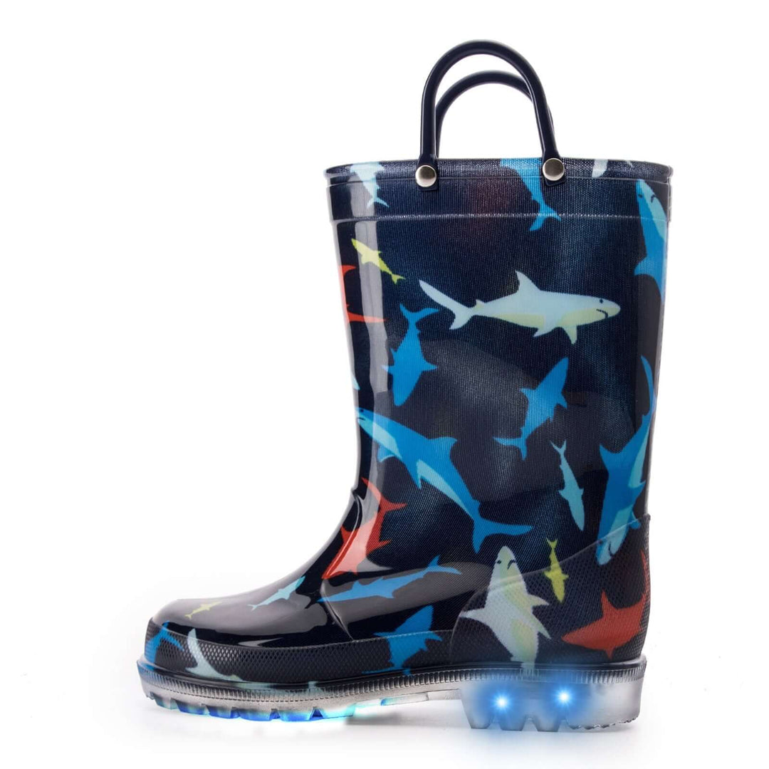 Multicolor Shark Waterproof Lighted Rain Boots - MYSOFT