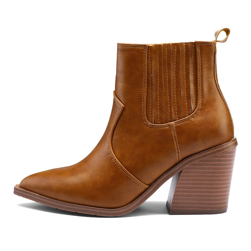 Heeled Pointed Toe Chelsea Ankle Boots - MYSOFT