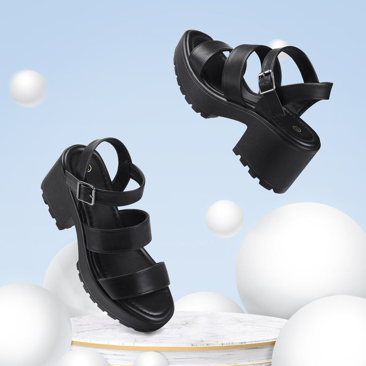 Lightweight Adjustable Platform Block Heel Sandals - MYSOFT