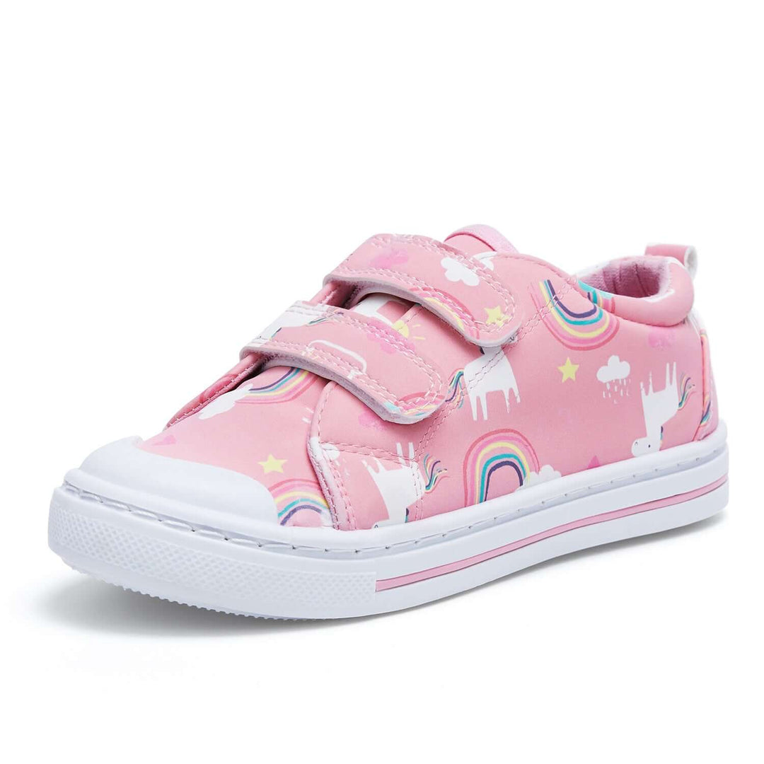 Cartoon Rainbow Unicorn Velcro Pink Canvas Sneakers - MYSOFT