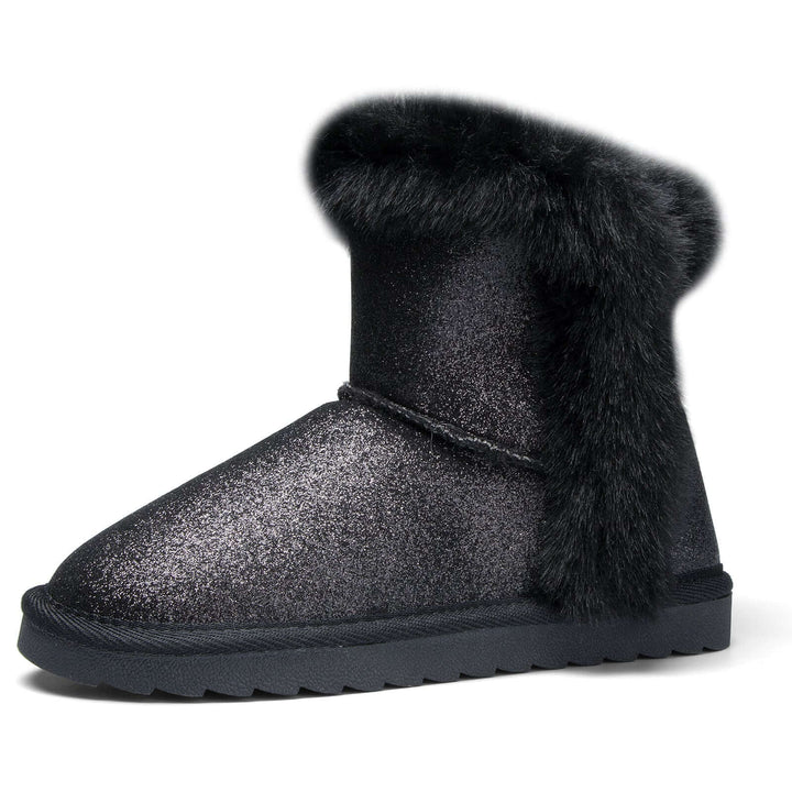 Black/Gold/Purple Glitter Thermal Snow Boots - MYSOFT