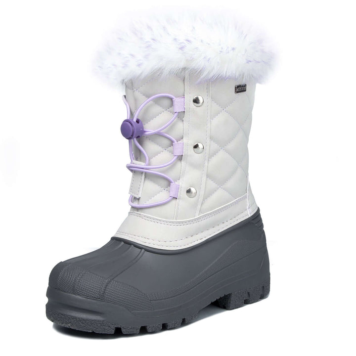 Purple Lace Gray Snow Boots with Fur Collar - MYSOFT