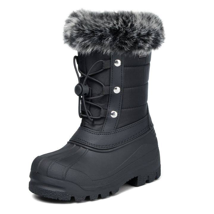 Black/Blue Fur Collar Non-Slip Snow Boots - MYSOFT