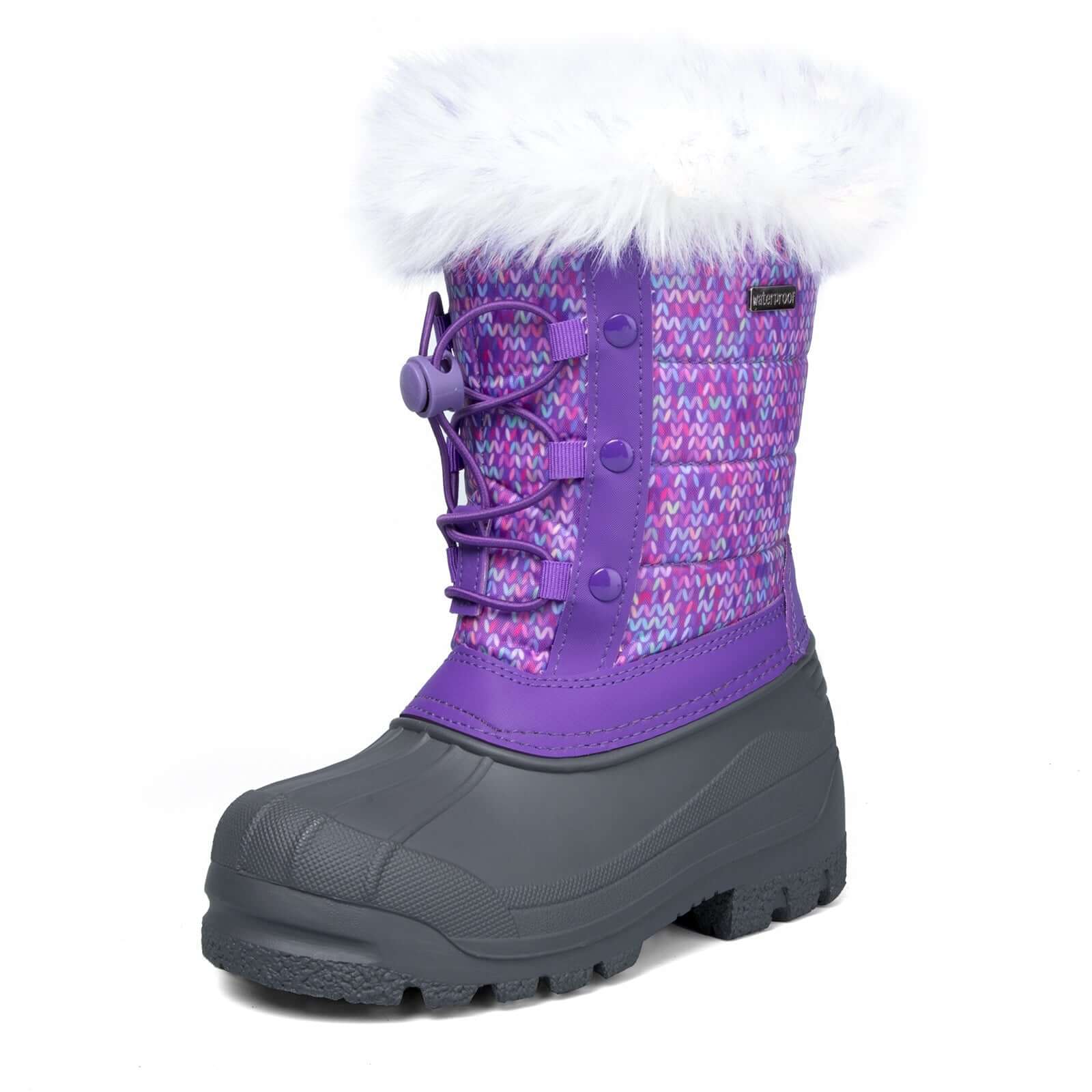 Purple Fur Collar Warm Non-Slip Snow Boots - MYSOFT