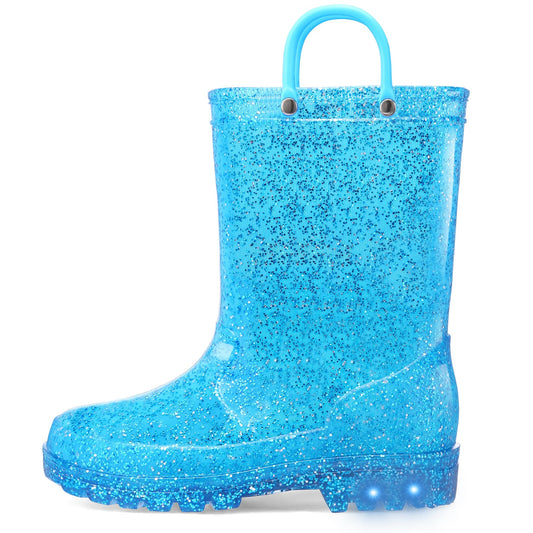 Glitter Easy-On Handle Lighted Rain Boots - MYSOFT