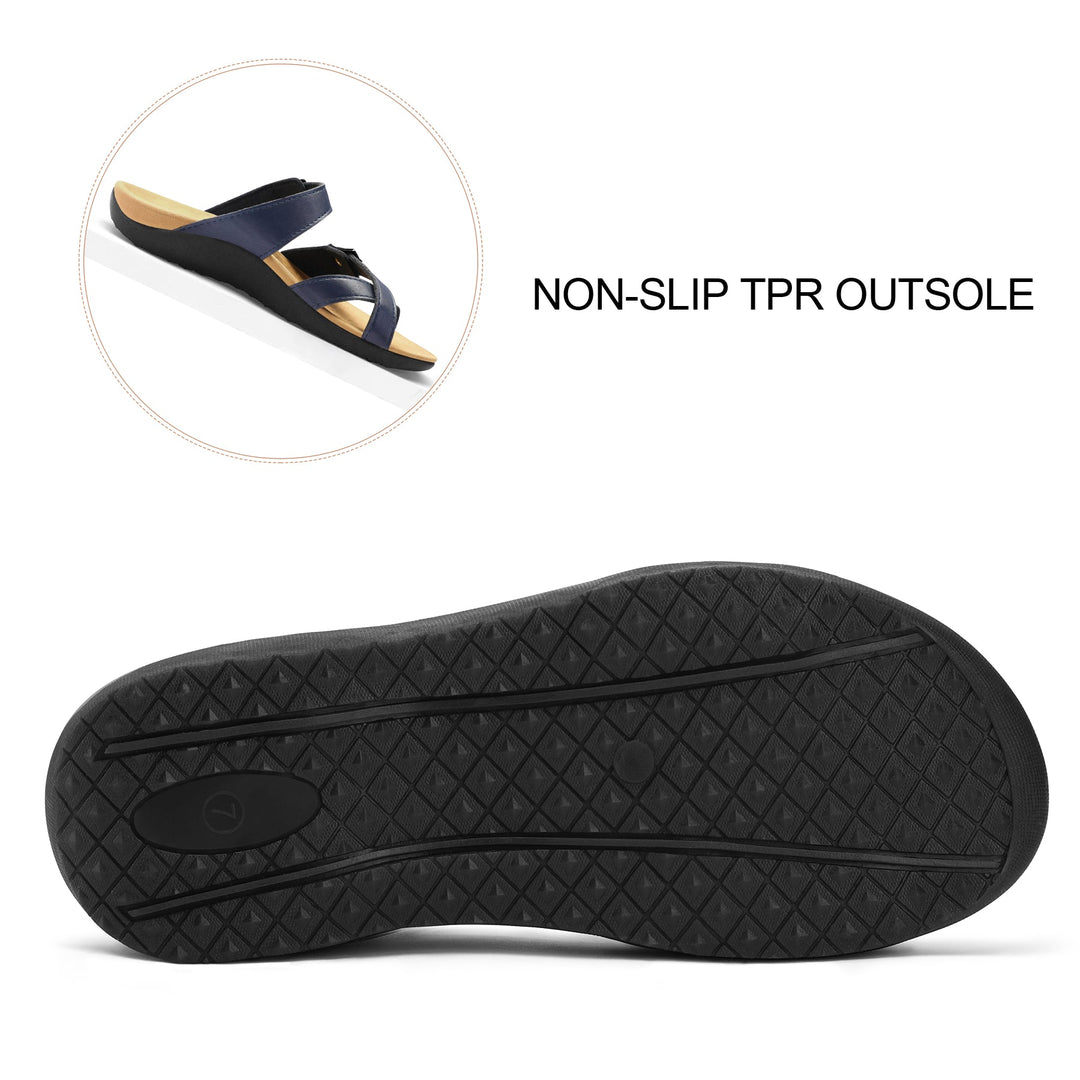 Cross Strap Double Buckle Non-Slip Flip Flop Sandals - MYSOFT