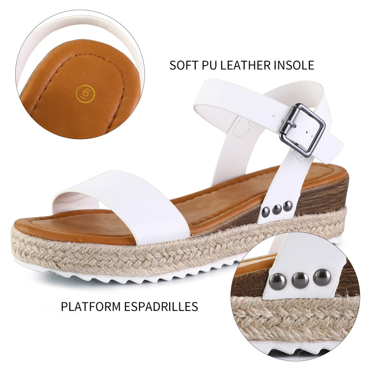 Ankle Strap Open-Toe Wedge Woven Platform Sandals - MYSOFT