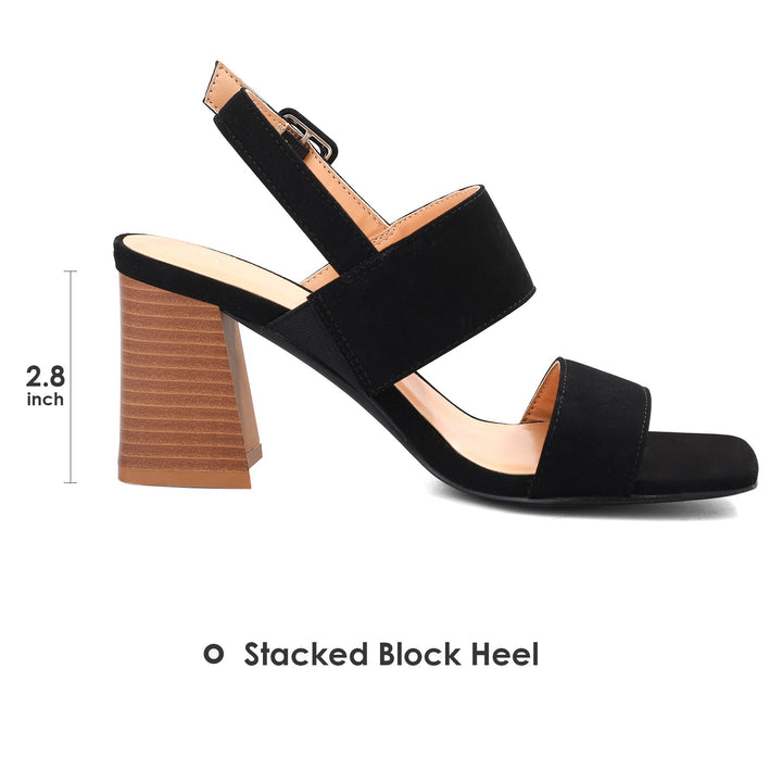 Layered Block Heel Square Toe Dress Sandals - MYSOFT
