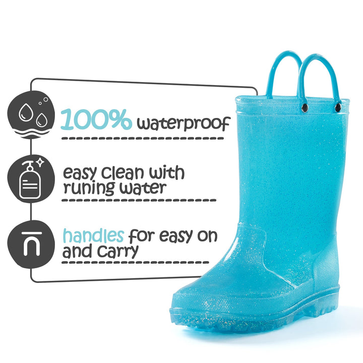 Solid Color Glitter Non-Slip Rubber Rain Boots
