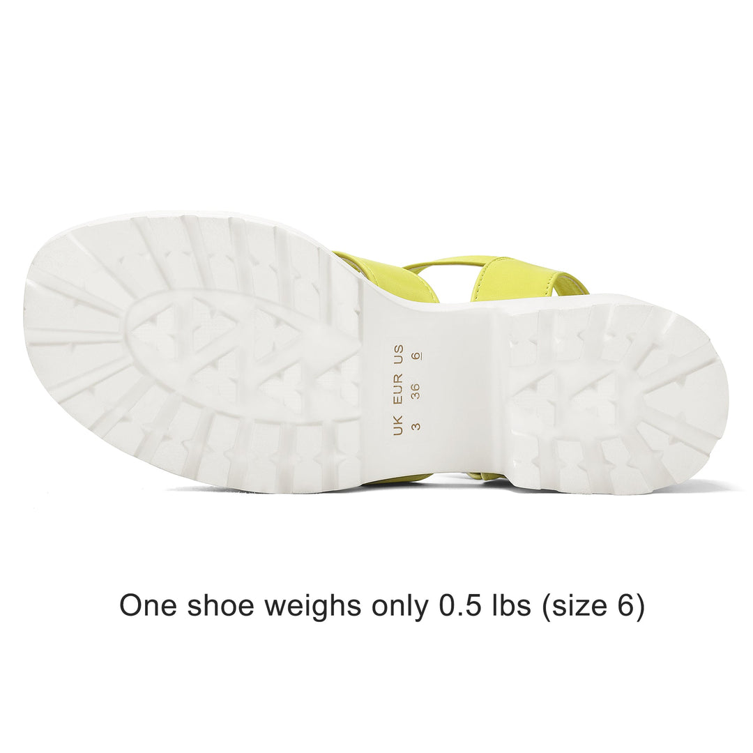 Yellow Adjustable Platform Block Heel Sandals - MYSOFT