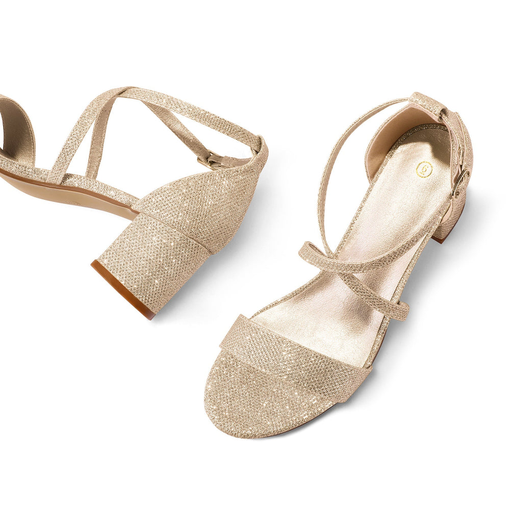 Glitter Simple Fashion Square Heel Sandals - MYSOFT