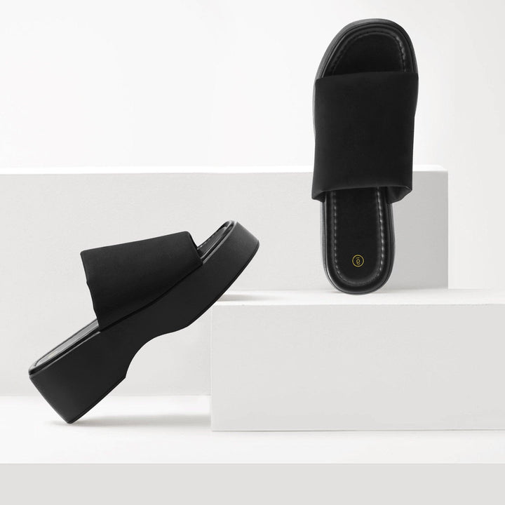 Solid Color Fashion Simple Platform Slippers - MYSOFT