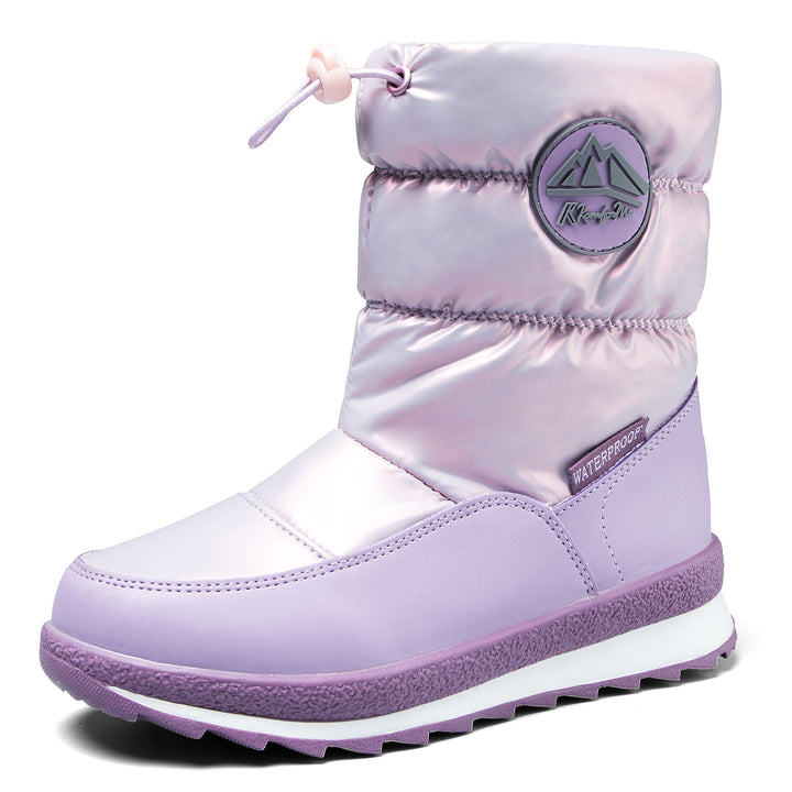 Pink/Purple/White Glossy Winter Waterproof Snow Boots - MYSOFT