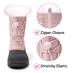 Purple/Pink Fur Lined Non-Slip Waterproof Snow Boots