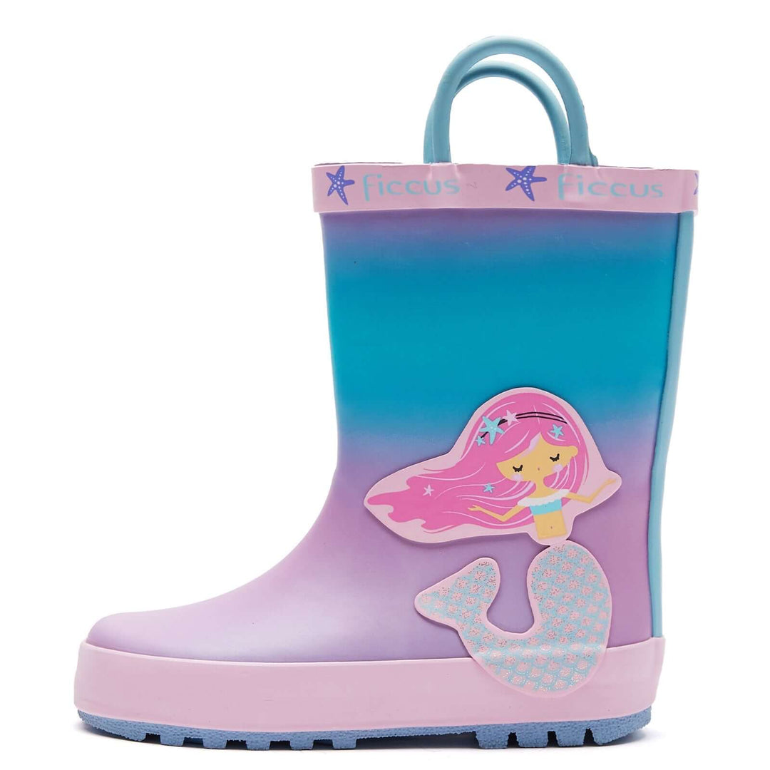 Mermaid Princess Powder Blue Gradient Rubber Rain Boots - MYSOFT