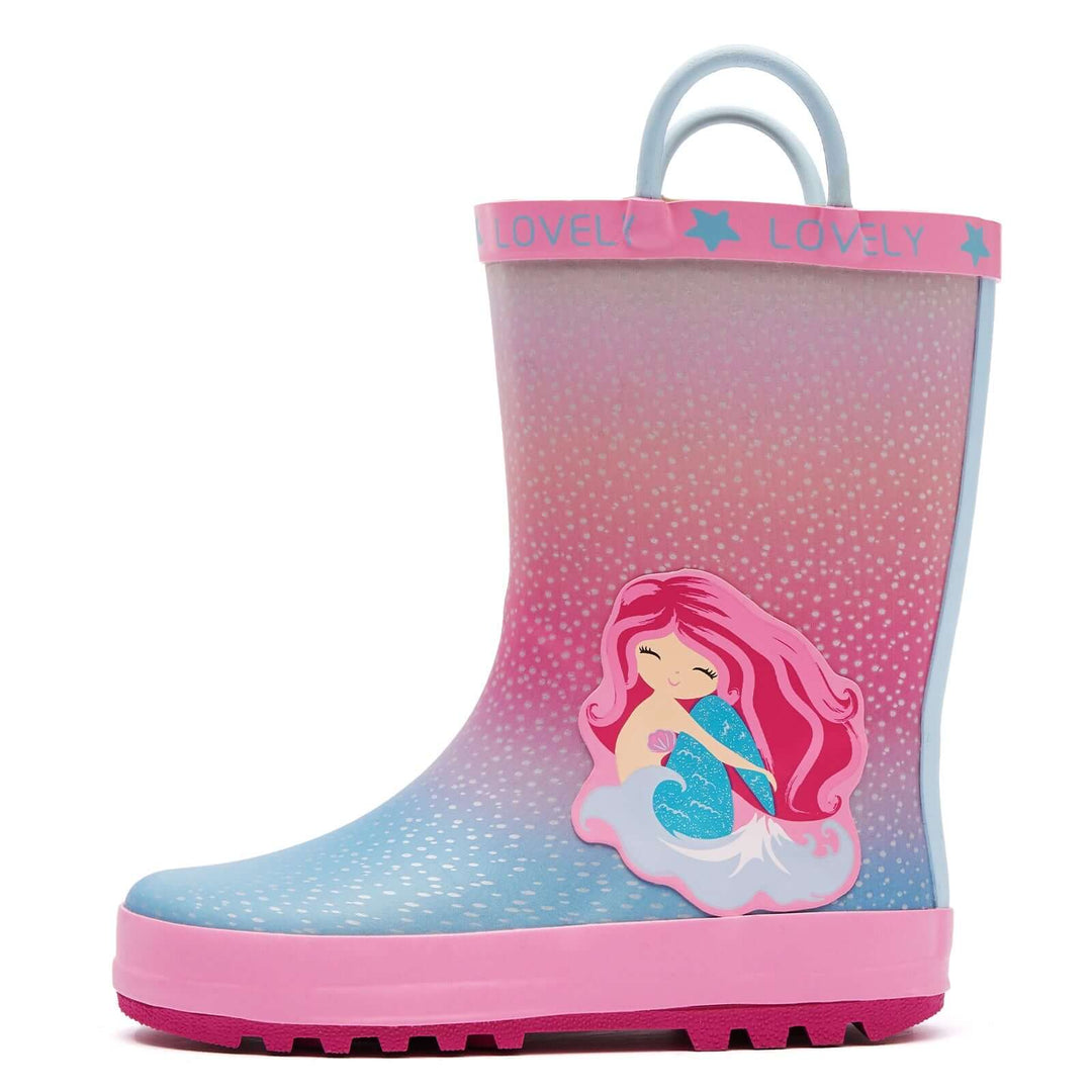 Pink Mermaid Pink and Blue Gradient Rain Boots - MYSOFT