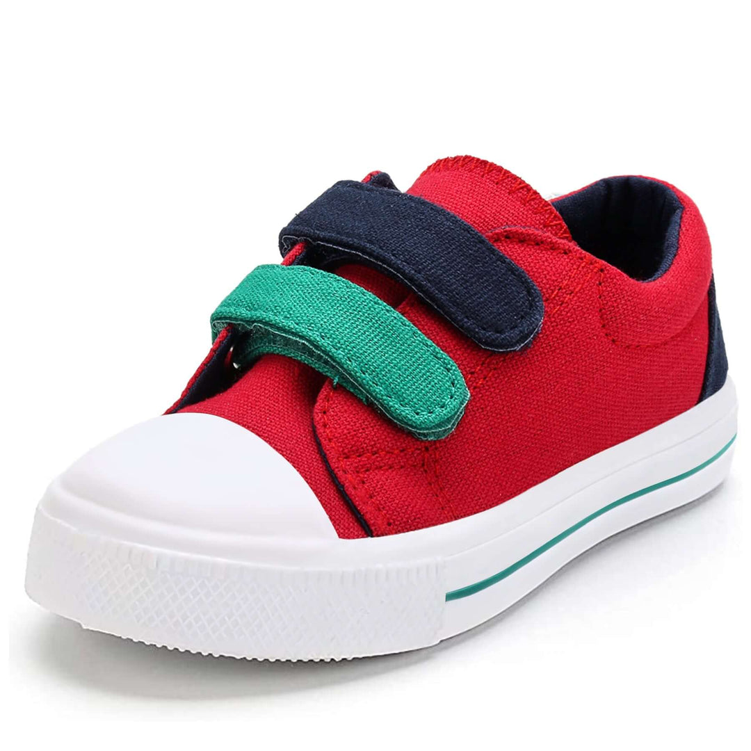 Blue and Green Velcro Red Canvas Sneakers - MYSOFT