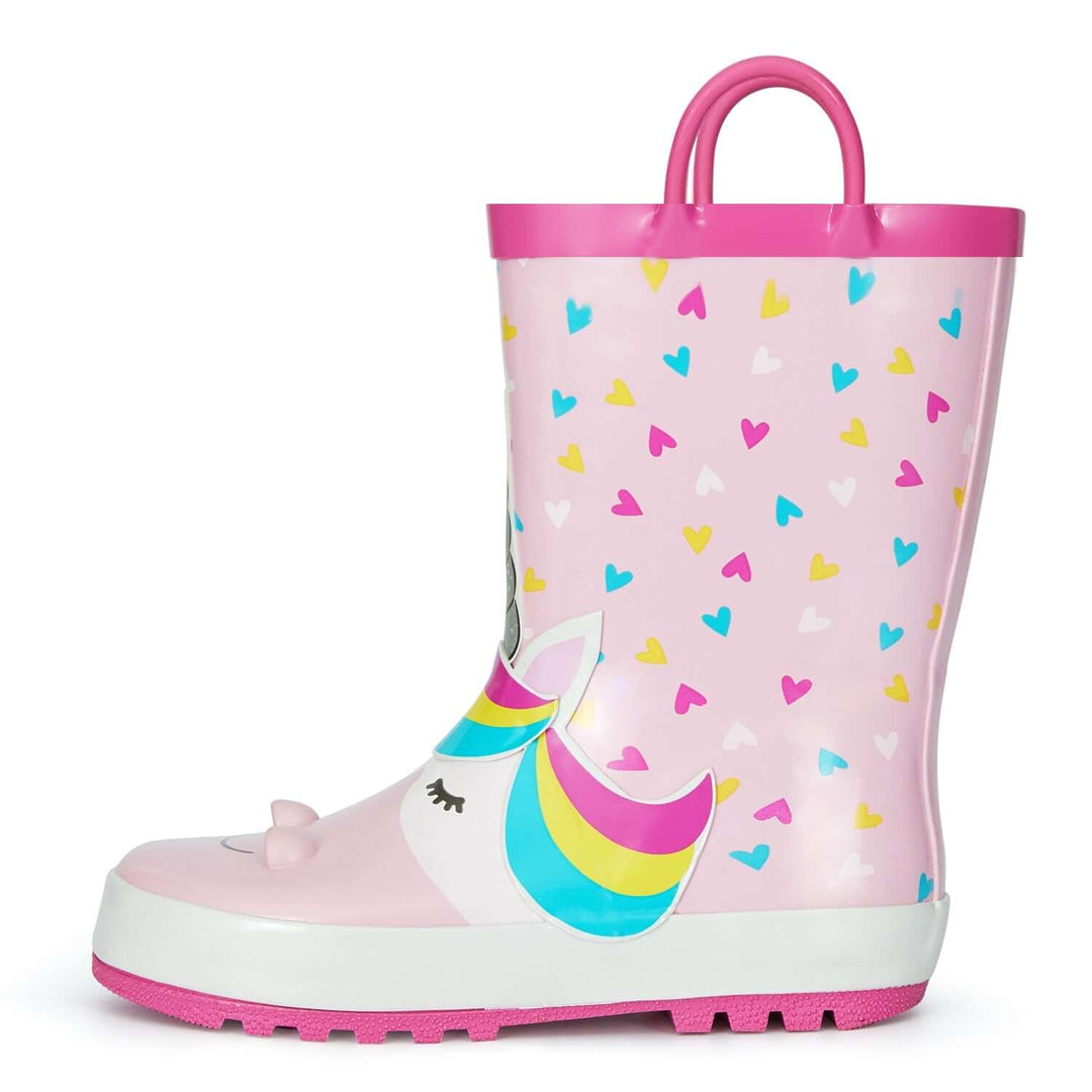 Unicorn Color Heart Waterproof Pink Rubber Rain Boots - MYSOFT