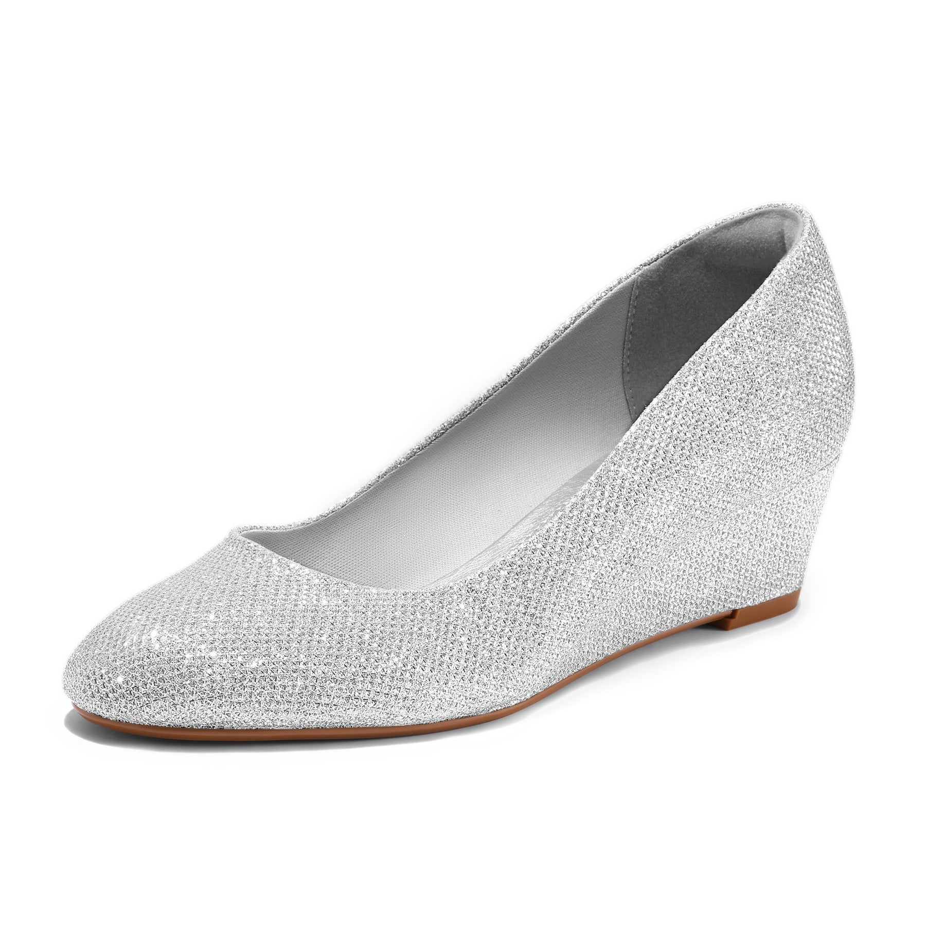 Glitter Wedge Closed Toe Low Heel Dress Shoes | Mysoft – MYSOFT
