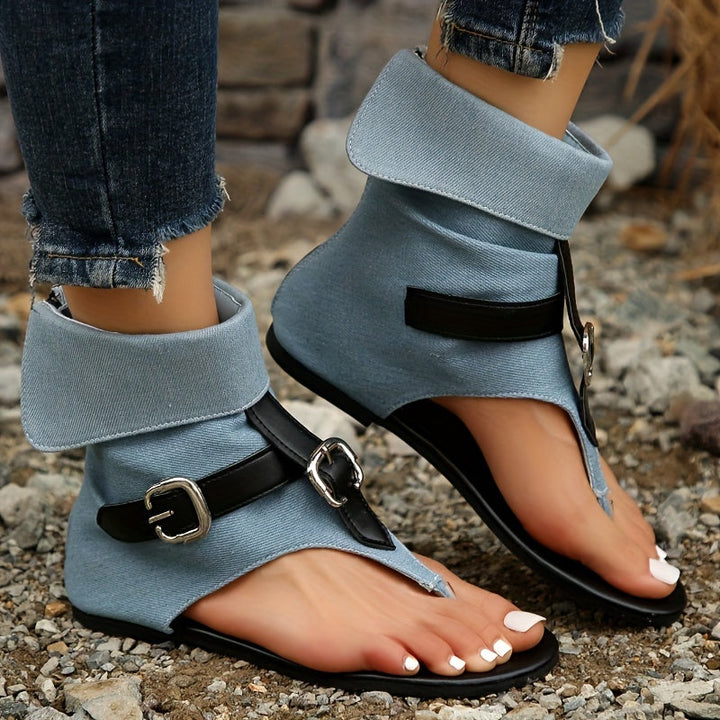 Mysoft Buckle Strap High Top Flip Flop Thong Sandals