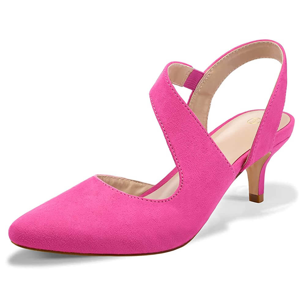 Bright Pink 2" Pointed Toe Low Heel Pumps