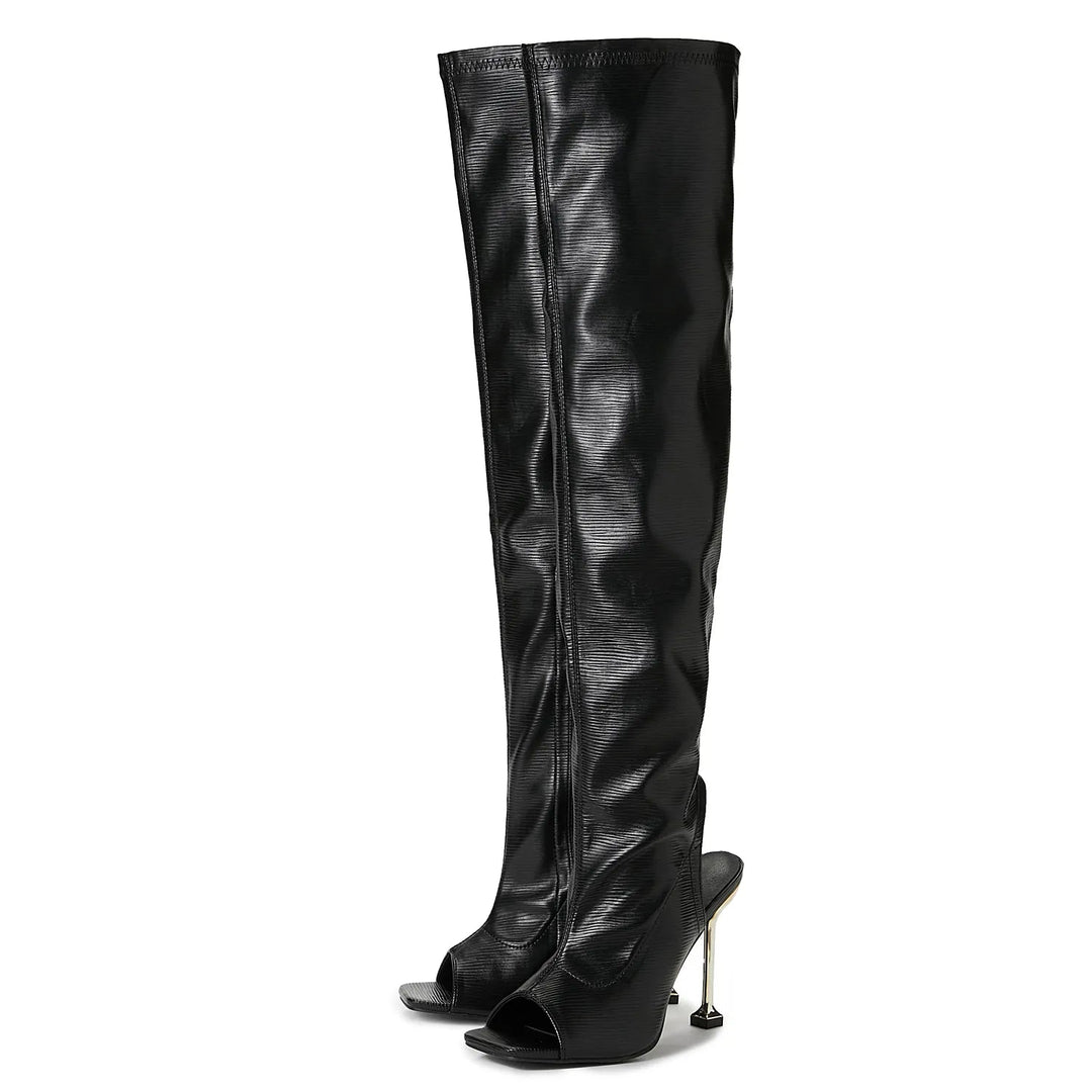 Mysoft Square Toe Fish Mouth Over The Knee Boots