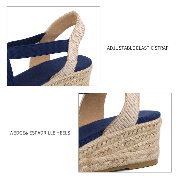 Espadrilles Elastic Ankle Strap Closed Wedge Sandals - MYSOFT