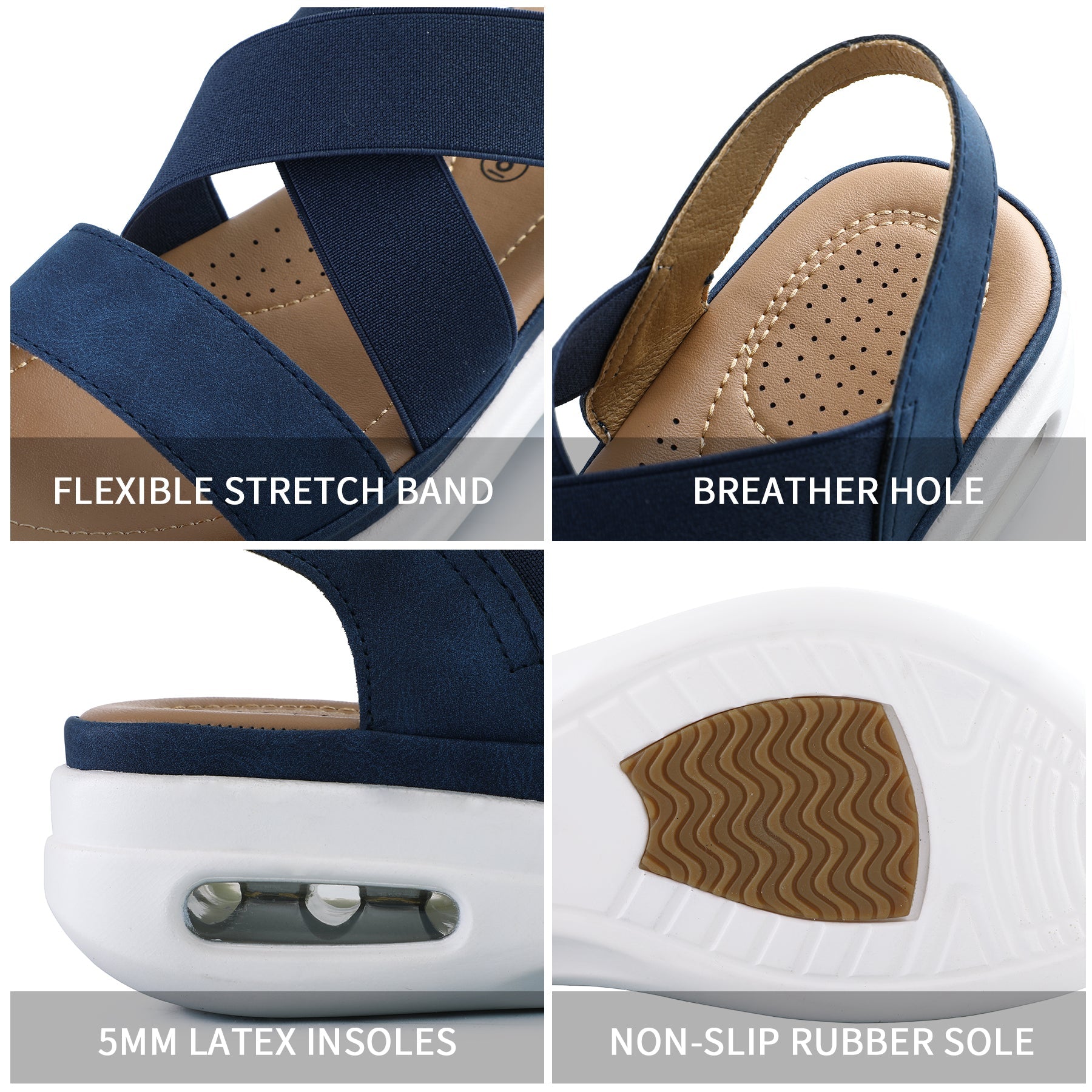 Dark Lightweight Cushioned Platform Sandals - MYSOFT