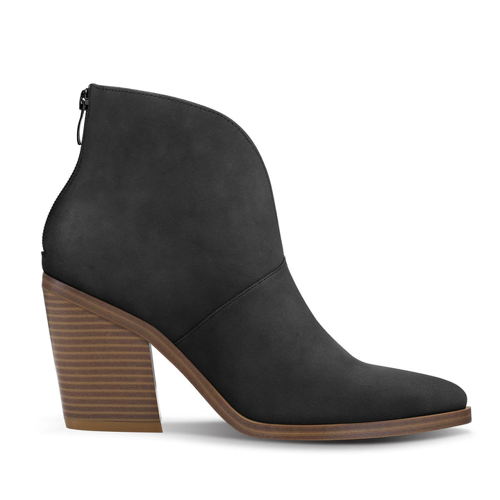 V Cut Out Pointed Toe Ankle Boots