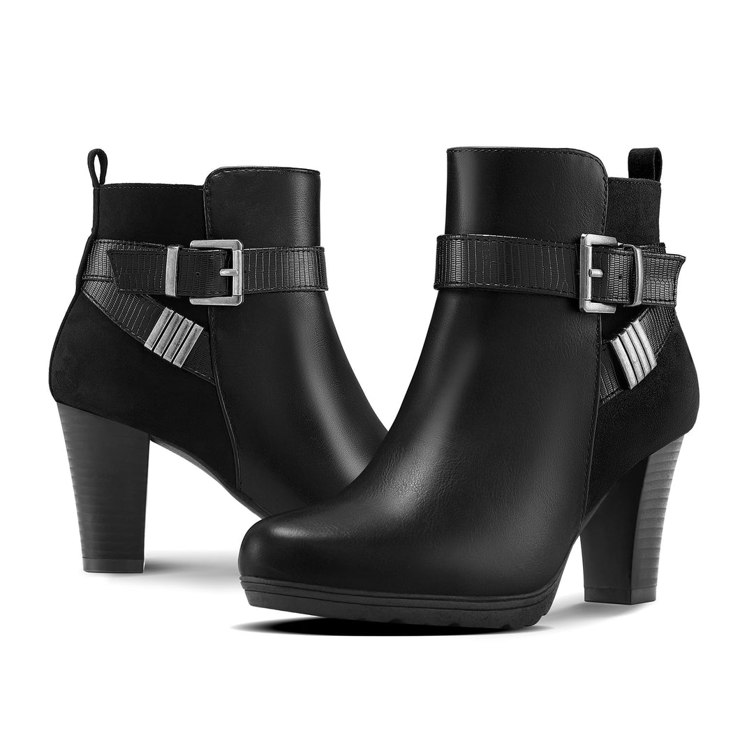 Wide Width Chunky Heel Ankle Strap Boots
