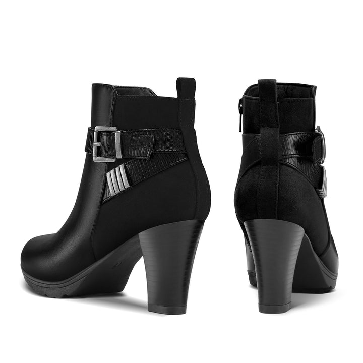 Wide Width Chunky Heel Ankle Strap Boots