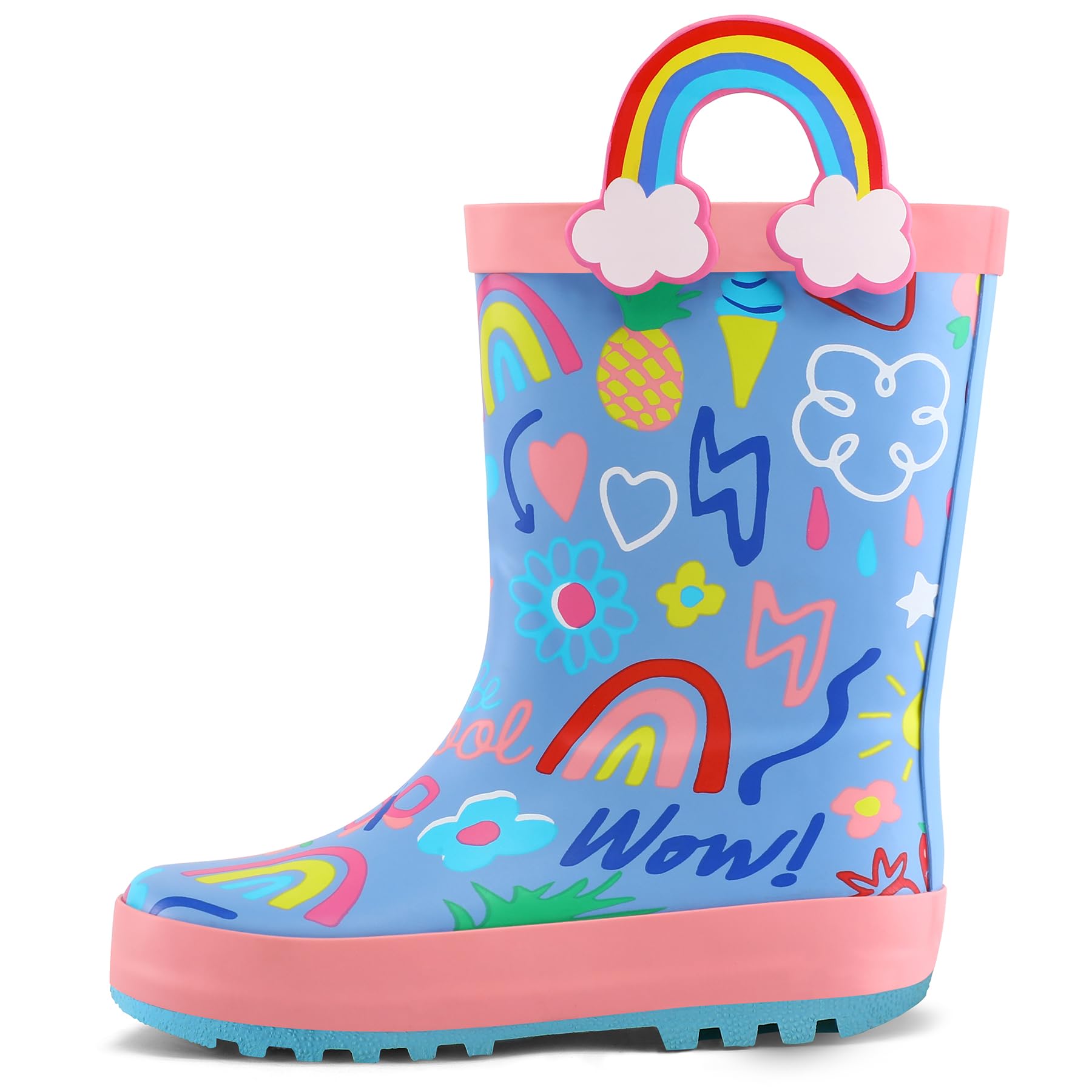 Cute Cartoon Rainbow Handle Kids Rain Boots