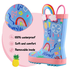 Cute Cartoon Rainbow Handle Kids Rain Boots