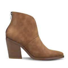 V Cut Out Stacked Heel Ankle Boots