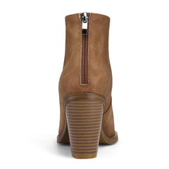 V Cut Out Stacked Heel Ankle Boots
