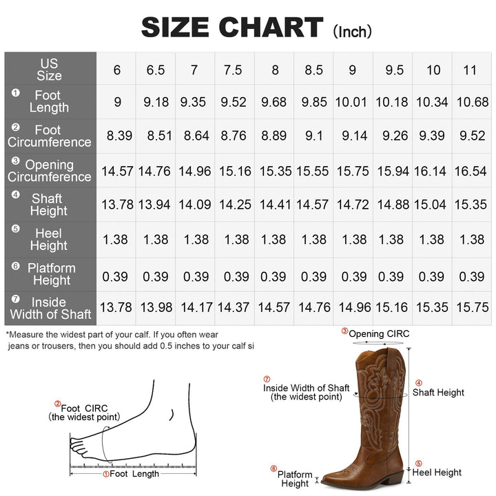 Embroidered Western Knee High Brown Cowboy Boots