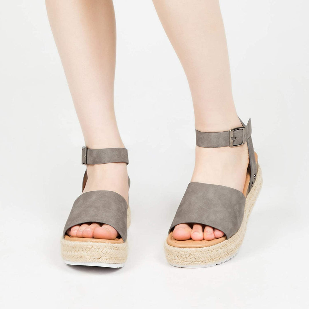 Wedge Ankle Strap Open Toe Espadrille Sandals - MYSOFT
