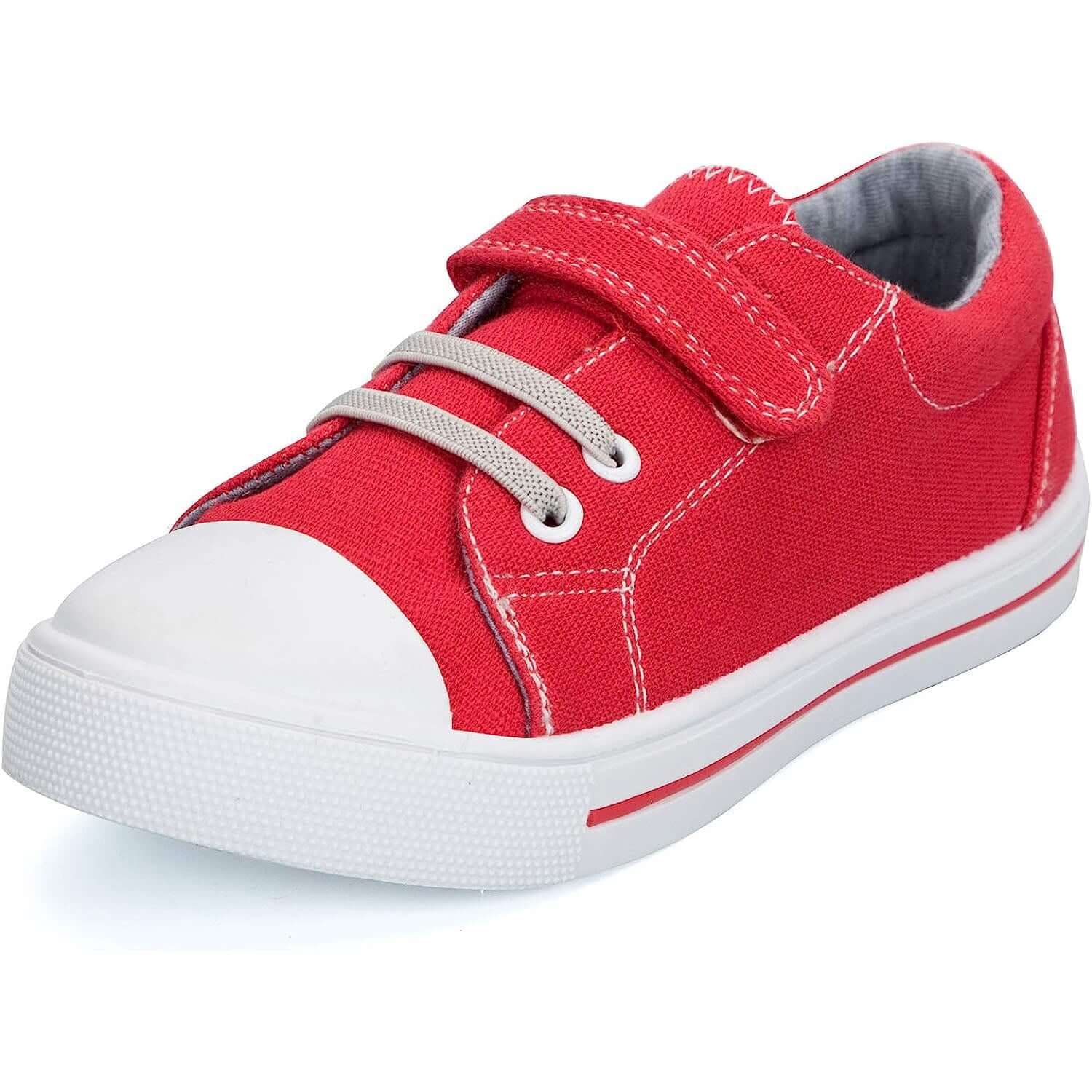 Red/Pink Single Hook and Loop Canvas Sneakers - MYSOFT