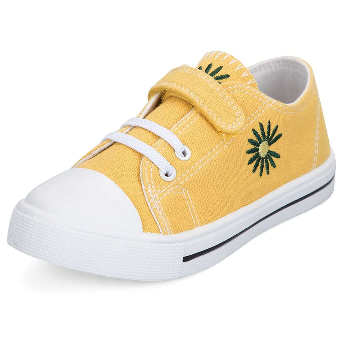 Yellow Daisy Single Hook and Loop Canvas Sneakers - MYSOFT