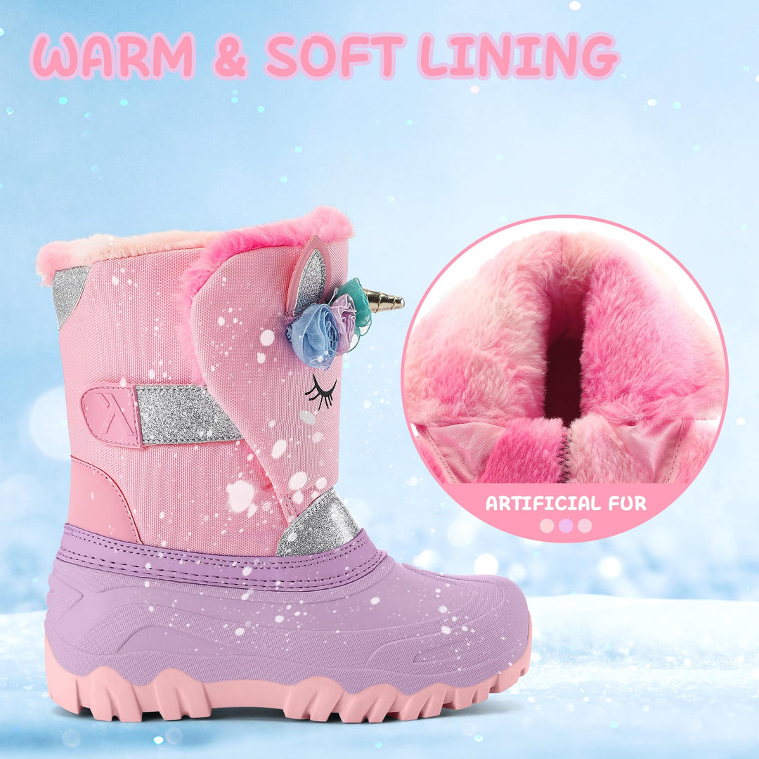 3D Unicorn Flower Snow Boots