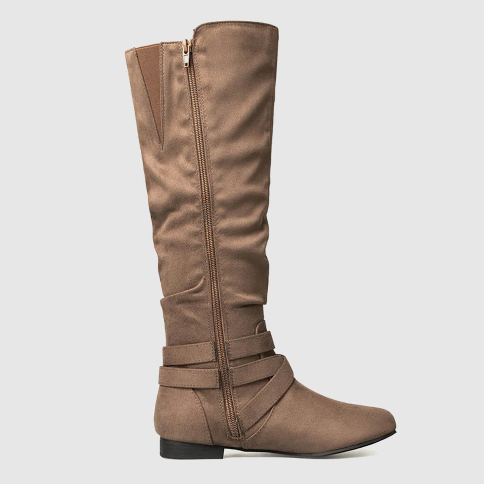 Folded Side Zip Knee High Riding Boots - MYSOFT