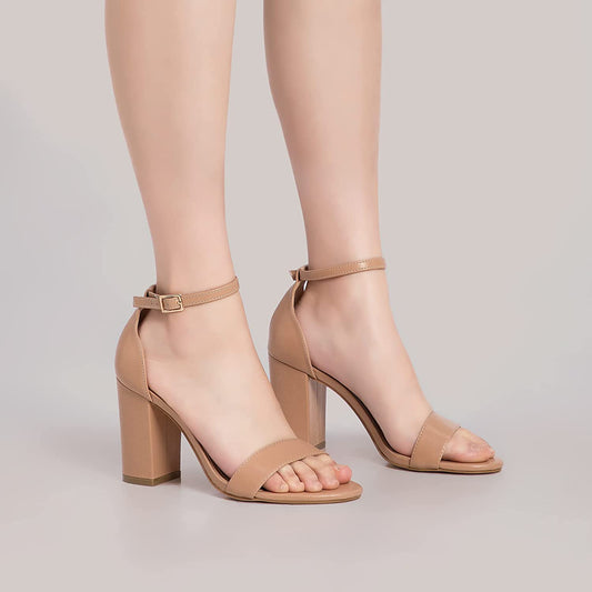 3.5" Adjustable Ankle Strap Block Heel Sandals - MYSOFT