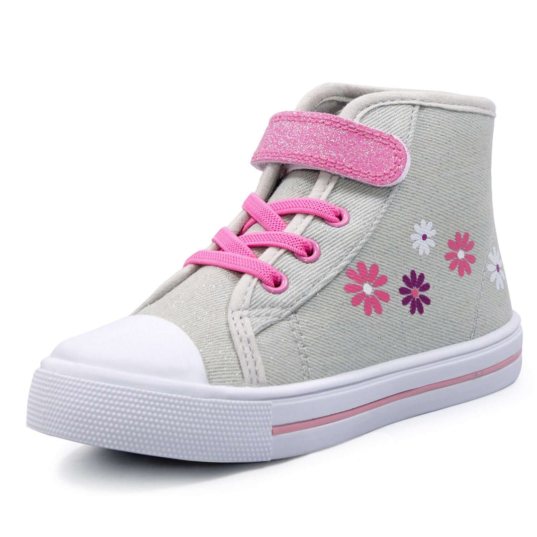 Gray Printed Canvas High-Top Sneakers - MYSOFT